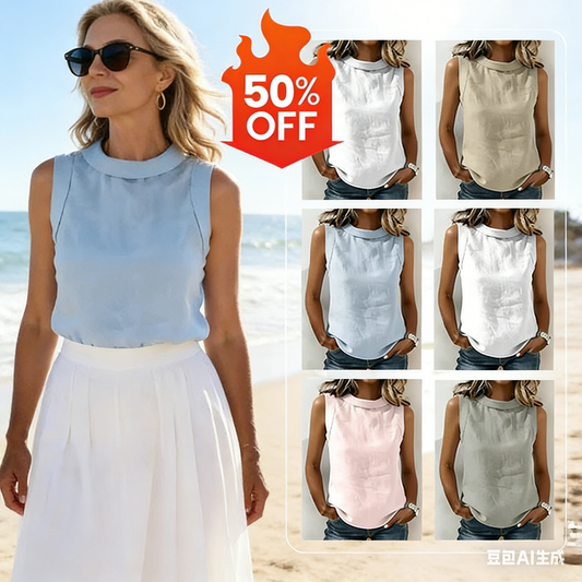 💥LAST DAY SALE 50% OFF🎁Cotton Draped Collar Tank Top