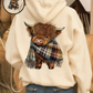 ⏳LAST DAY SALE ONLY￡18.99!🔥✨🎁Cute Highland Cow Cozy Fleece-Lined Hooded Sweatshirt🦬