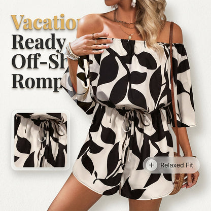 🌊SUMMER HOT SALE 50% OFF 💖Women's Off Shoulder Shorts Jumpsuit