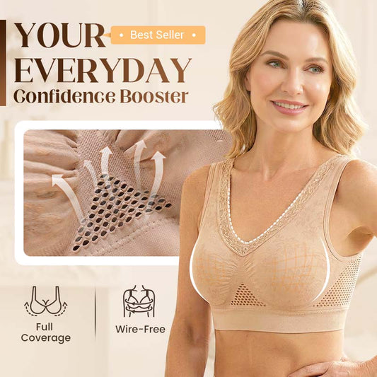 🏆LAST DAY SALE ONLY￡7.99!!👙Wireless Full-Coverage Bra – Breathable Mesh & Wide Straps