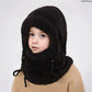 Kids Windproof Fleece Balaclava & Hooded Scarf – Thermal Full Face Mask with Detachable Collar, Soft Winter Gear for Boys & Girls Ages 3–10
