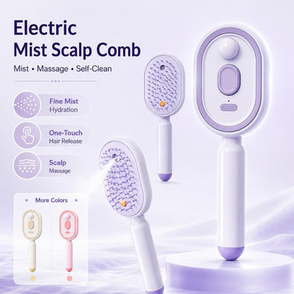 💖LAST DAY SALE ONLY ￡14.99!!💖Electric Spray Air Cushion Massage Comb💨| Self-Cleaning Anti-Tangle ✨ | Perfect for Dry, Brittle Hair 💧🌟