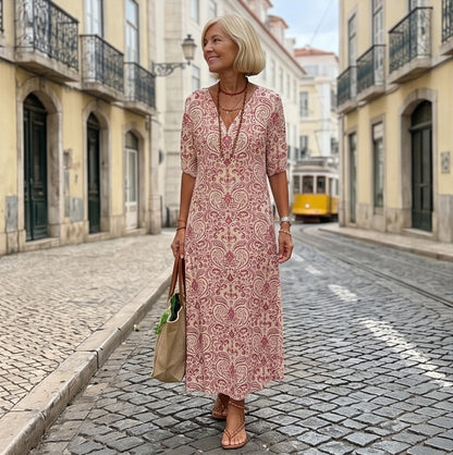 🌈2026 Summer Hot Sale 50% OFF!✨News vintage floral v neck maxi dress