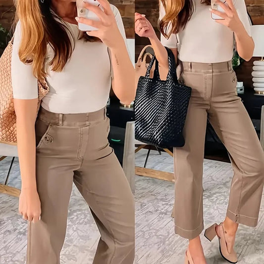 👖LAST DAY SALE 50% OFF🔥Stretch Twill Cropped Wide Leg Pants