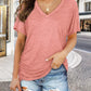 🔥LAST DAY 49% OFF🧵Women's V-Neck Loose Soft Solid Color Short Sleeve Top