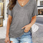 🔥LAST DAY 49% OFF🧵Women's V-Neck Loose Soft Solid Color Short Sleeve Top