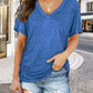 🔥LAST DAY 49% OFF🧵Women's V-Neck Loose Soft Solid Color Short Sleeve Top
