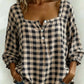 🔥LAST DAY 49% OFF - 🌸Women's Cotton Linen Gingham Square-Neck Short-Sleeve Top