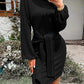 💃Last Day 50% OFF⏰Women's Long Lantern Sleeve Tie Waist Rib Knitted Knit Sweater Dress