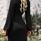 💃Last Day 50% OFF⏰Women's Long Lantern Sleeve Tie Waist Rib Knitted Knit Sweater Dress
