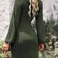 💃Last Day 50% OFF⏰Women's Long Lantern Sleeve Tie Waist Rib Knitted Knit Sweater Dress