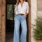 ⏳Time-Limited Special👖✨High-Waist Wide-Leg Jeans with Button Detail