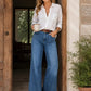 ⏳Time-Limited Special👖✨High-Waist Wide-Leg Jeans with Button Detail