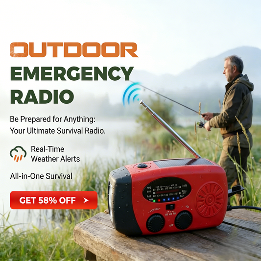 📻50% OFF NOW! Multifunctional Portable Solar Emergency Radio – Hand Crank NOAA Weather Radio with Flashlight, SOS Alarm & Phone Charger, Survival Gear for Camping, Storm & Power Outage