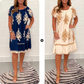 🌸Summer Specials  49%OFF🌸Geometric Pattern Multi Print Square Neck Dress