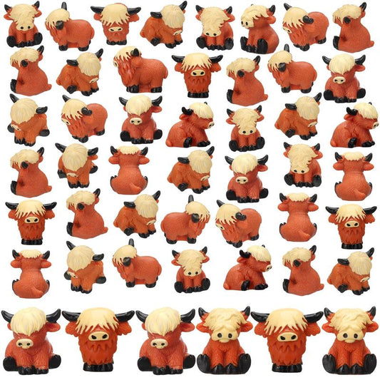 🐂🥚Easter Egg Hunt Alternative: Mini Highland Cow Figurines for Hide & Seek - Adorable Resin Cow Decorations for Party Favors, Easter Basket Stuffers & Home Decor🎁