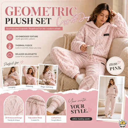⏳LAST DAY SALE ONLY ￡23.99!!🔥🍂 Embossed Geometric Plush Set – Timeless Comfort & Effortless Style For Every Occasion