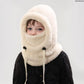 Kids Windproof Fleece Balaclava & Hooded Scarf – Thermal Full Face Mask with Detachable Collar, Soft Winter Gear for Boys & Girls Ages 3–10