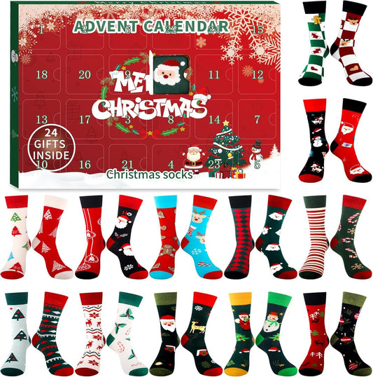 🎅Christmas Hot Sale 49% Off🎁🧦24 Day Christmas Socks Advent Calendar🎄