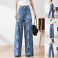 🔥 Summer Sale 39% Off Women's High-Waisted Blue Denim Wide-Leg Pants (Hollow-out Lace Panels)