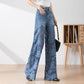 🔥 Summer Sale 39% Off Women's High-Waisted Blue Denim Wide-Leg Pants (Hollow-out Lace Panels)