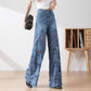 🔥 Summer Sale 39% Off Women's High-Waisted Blue Denim Wide-Leg Pants (Hollow-out Lace Panels)