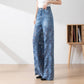 🔥 Summer Sale 39% Off Women's High-Waisted Blue Denim Wide-Leg Pants (Hollow-out Lace Panels)