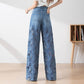🔥 Summer Sale 39% Off Women's High-Waisted Blue Denim Wide-Leg Pants (Hollow-out Lace Panels)