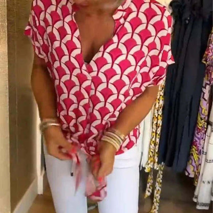 💖Last Day Sale 50% OFF💖🎁Short-Sleeved V-Neck Printed Casual Top