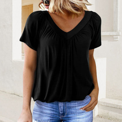 ⏳LAST DAY SALE 50% OFF💕✨Women's Casual Short Sleeve V Neck Basic T-shirts