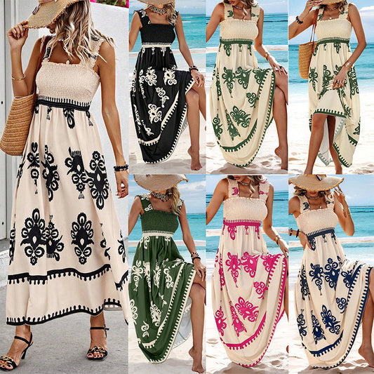 🌸Spring Hot Sale 50% OFF!!🌸Women’s Summer Print Sleeveless Flowy Long Dress