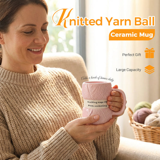 Knitted Yarn Ball Ceramic Mug