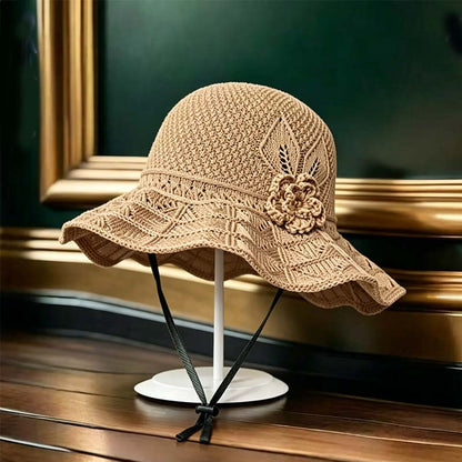🏆Last Day Promotion：ONLY ￡7.99!! 👜👒 Women's Crochet Bucket Hat with Flower Accent
