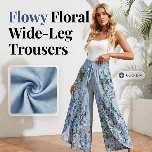 👖LAST DAY SALE 50% OFF🔥Women's Printed Wide-Leg Drawstring Trousers