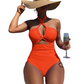 👙LAST DAY SALE 50% OFF🌊Criss Cross Halter Neck High Waisted One-Piece Swimsuit
