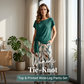 🔥Limited Time Promotion 50% OFF🔥🌿Women's Tie-Knot Top & Printed Wide-Leg Pants Set