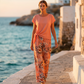 🔥Limited Time Promotion 50% OFF🔥🌿Women's Tie-Knot Top & Printed Wide-Leg Pants Set