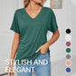 🔥LAST DAY 49% OFF🧵Women's V-Neck Loose Soft Solid Color Short Sleeve Top