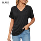 🔥LAST DAY 49% OFF🧵Women's V-Neck Loose Soft Solid Color Short Sleeve Top