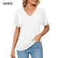 🔥LAST DAY 49% OFF🧵Women's V-Neck Loose Soft Solid Color Short Sleeve Top