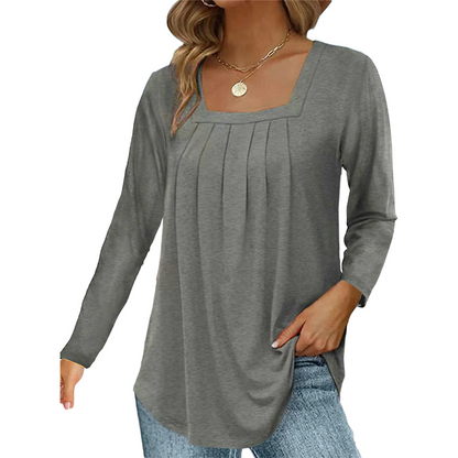 🔥🏆 Last Day Special Price £11.99🌿Cotton Elegant Pleated Square Neck Top