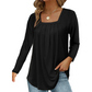 🔥🏆 Last Day Special Price £11.99🌿Cotton Elegant Pleated Square Neck Top