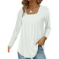 🔥🏆 Last Day Special Price £11.99🌿Cotton Elegant Pleated Square Neck Top