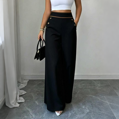 🏆 LIMITED-TIME 50% OFF!☀️👖 Women's High-Waisted Wide-Leg Pants with Contrast Trim