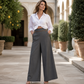🏆 LIMITED-TIME 50% OFF!☀️👖 Women's High-Waisted Wide-Leg Pants with Contrast Trim