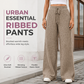 🧶 Textured Comfort | Women's Ribbed-Knit Wide-Leg Trousers