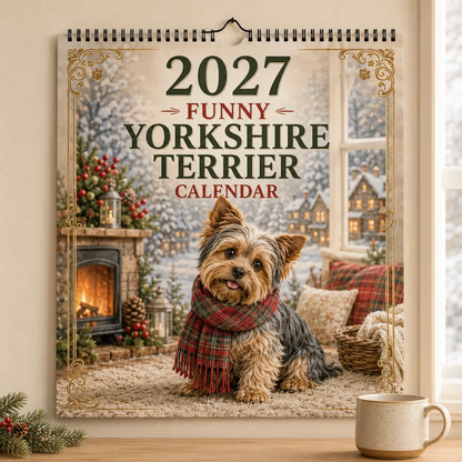 🐶Surprise Price: Only £8.99!!!📅2027 Yorkshire Terrier Wall Calendar
