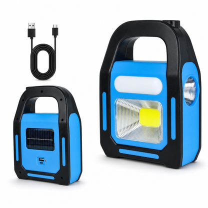 3-in-1 Solar COB LED Work Light – front, auxiliary & side lights, solar/USB charging, IP44 waterproof